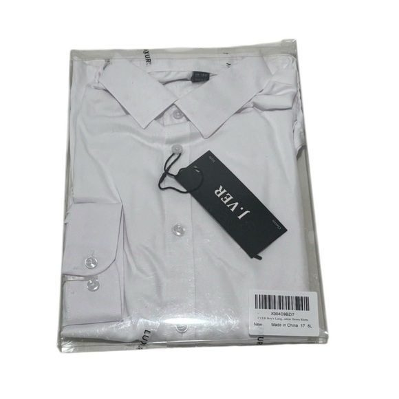 J.VER Boy's Long Sleeve Dress Shirts white Solid size 14-15y NWT - Picture 2 of 7